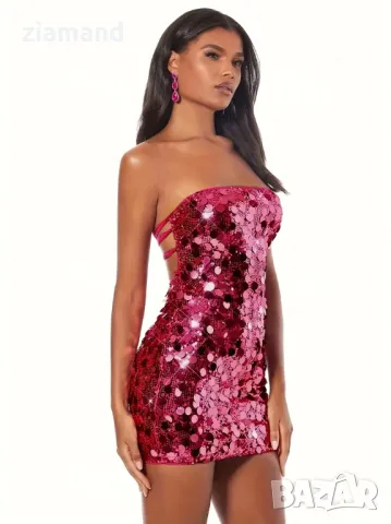 Дасмка парти рокля пайети розова, снимка 4 - Рокли - 49870205