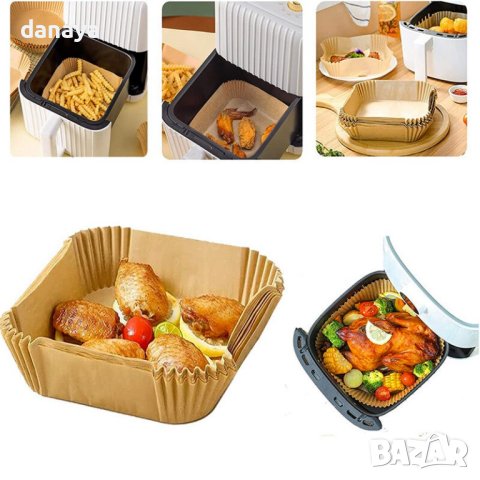 3922 Незалепващи хартиени подложки за AIR FRYER, 50 броя, снимка 5 - Съдове за готвене - 41907961