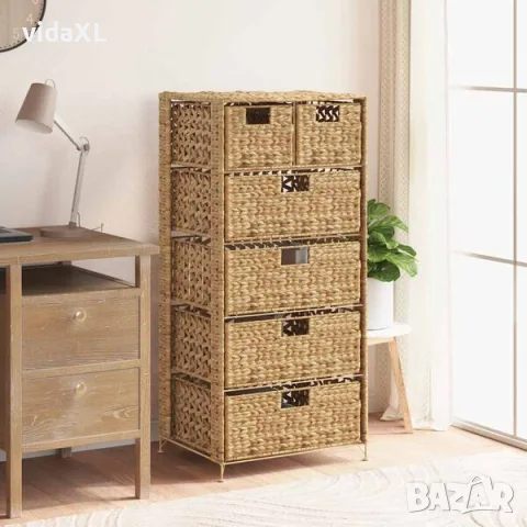 vidaXL Скрин с 6 чекмеджета-кошници, 47x37x100 см, воден хиацинт(SKU: 245493), снимка 2 - Шкафове - 56135619