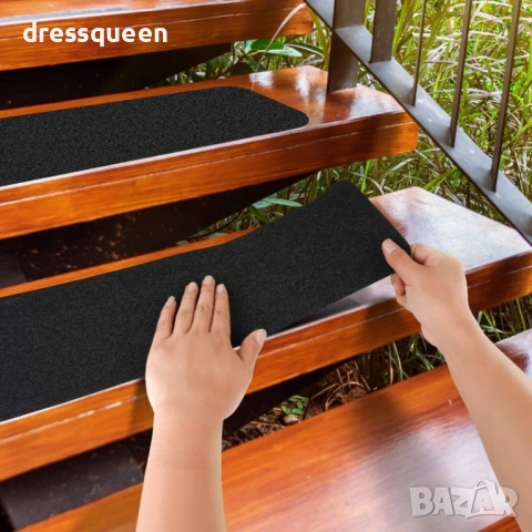 4856 Комплект противоплъзгащи ленти за стълби от алуминиев оксид (10х76 см), снимка 5 - Други стоки за дома - 53709504