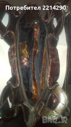 Дамска чанта змийска кожа хамелеон , снимка 2 - Чанти - 39091636