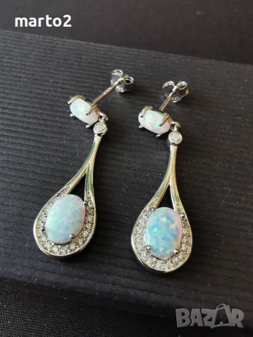 Елегантни Сребърни 925 Обеци с Опали и Циркони!