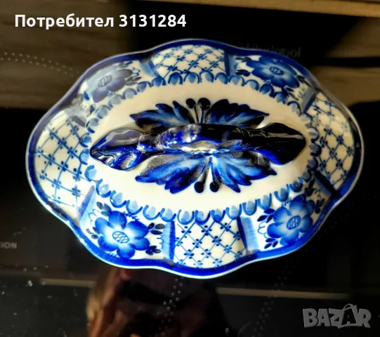 Гжел порцеланова кутия ръчно рисувана Русия, снимка 3 - Други ценни предмети - 48378629