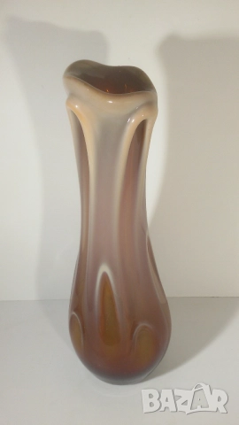 Ретро висока кафява/жълта ваза