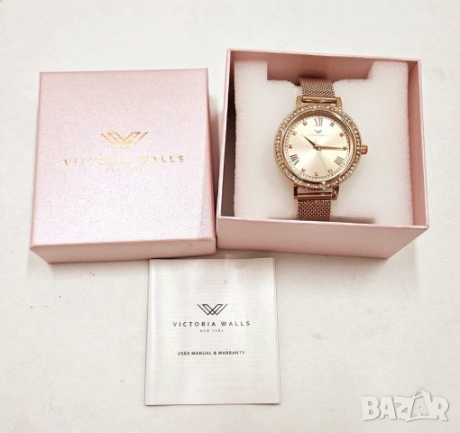 Златисто розов дамски часовник Victoria Walls с кутия, снимка 2 - Дамски - 42112832