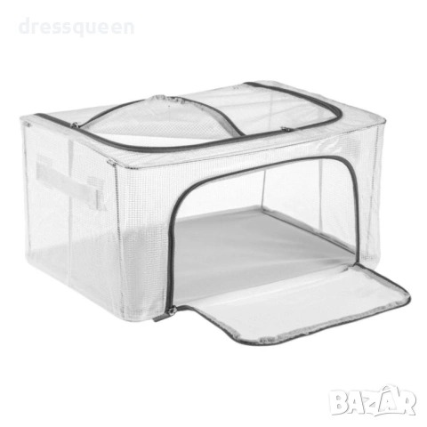 1231426 Текстилна кутия за съхранение с метална рамка и прозрачен панел – 40x30x20 см