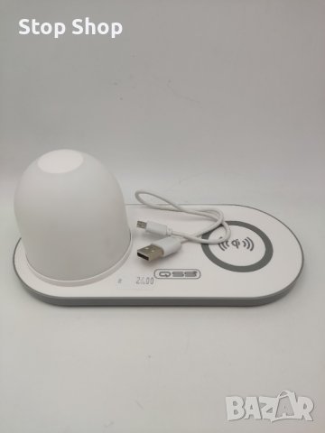 QSS LED нощна лампа  Безжично Qi зарядно устройство за смартфон, снимка 2 - Безжични зарядни - 39408167