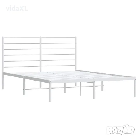 vidaXL Метална рамка за легло с горна табла, бяла, 120x200 см, снимка 3 - Спални и легла - 56147196