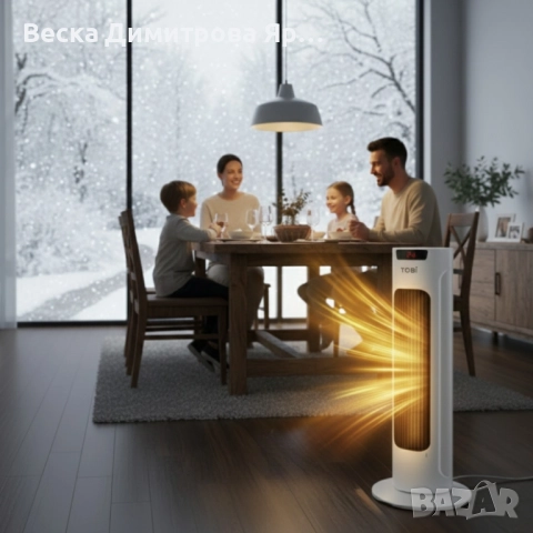 Вертикален керамичен отоплител с дистанционно и защита от прегряване, снимка 6 - Отоплителни печки - 52562087