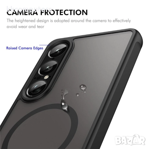 ENKAY HAT PRINCE За Sony Xperia 1 VII Магнитен Капак + 9H Стъклен Протектор | Magsafe | Матов [Черен, снимка 7 - Калъфи, кейсове - 52210521