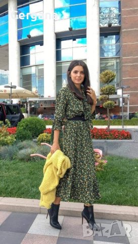 Миди рокля с принт цветя , снимка 2 - Рокли - 41800159