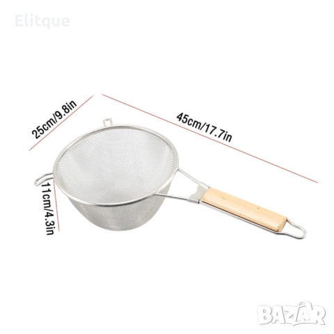 Гевгир с дървена дръжка, цедка, ВАРИАНТИ РАЗМЕР: 18/20/22см, снимка 6 - Други - 52903115