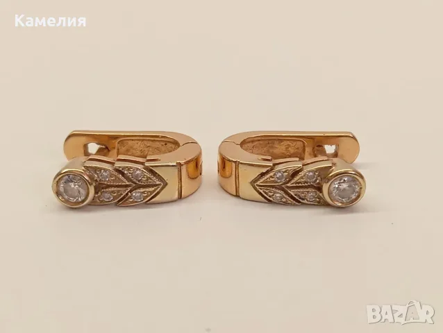 Руско злато. Обеци с брилианти , снимка 4 - Обеци - 56029460
