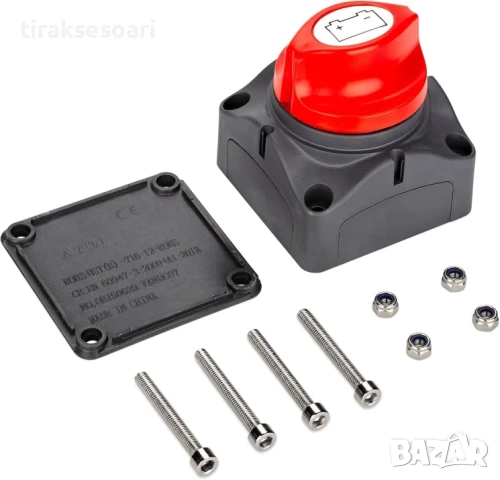 Въртящ се ключ-маса / прекъсвач на акумулатор – 12–48V, 275A, водоустойчив IP66, червен/черен, снимка 7 - Аксесоари и консумативи - 51033989