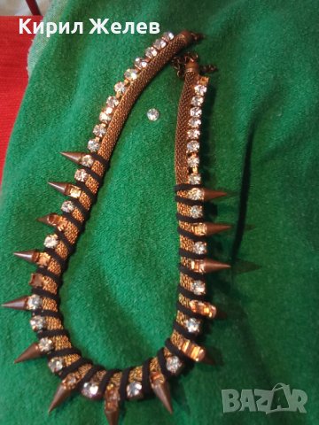 ИСКРЯЩО ПОЗЛАТЕНО КРИСТАЛНО РОКАДЖИЙСКО АРТ ХЕВИ-МЕТЪЛ КОЛИЕ ОГЪРЛИЦА 27022, снимка 3 - Колиета, медальони, синджири - 35132629