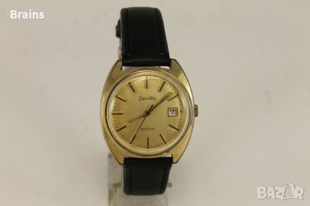 1960's ZENTRA 2000 Немски Позлатен Часовник, снимка 2 - Антикварни и старинни предмети - 40072607