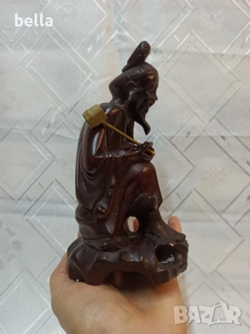 Стара махагонова пластика Хонг Конг ,в прекрасно запазен вид уникална детайлна изработка ., снимка 4 - Антикварни и старинни предмети - 50625514