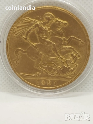 позлатена Английска монета репродукция , снимка 2 - Нумизматика и бонистика - 53290384