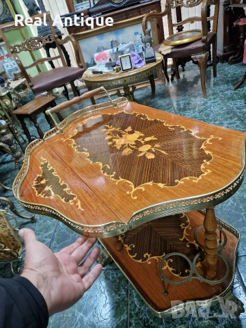 Уникална антикварна английска количка за сервиране , снимка 8 - Антикварни и старинни предмети - 52926835