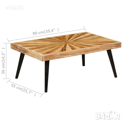 vidaXL Маса за кафе, мангово дърво масив, 90x55x36 см, снимка 5 - Маси - 56146436