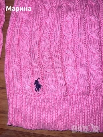 Polo Ralph Lauren Розов плетен пуловер за жени и момичета, размер малък, снимка 2 - Блузи с дълъг ръкав и пуловери - 53559735
