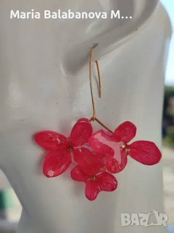 Обеци от епоксидна смола и естествени цветя., снимка 2 - Обеци - 48660053