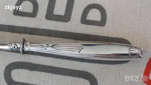 20-те г. Сребърна виличка за десерт с монограм 11.72 гр/ 800 маркирана, снимка 6 - Прибори за хранене, готвене и сервиране - 36198277