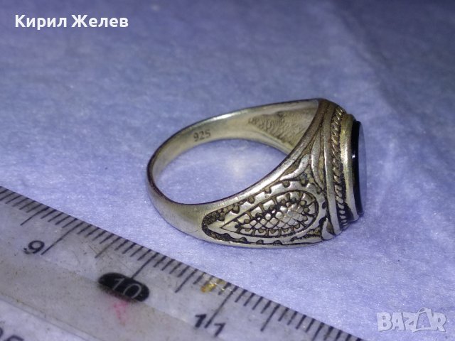 СКЪПОЦЕНЕН ОРНАМЕНТИРАН РЕТРО СРЕБЪРЕН ПРЪСТЕН СРЕБРО 925 АНГЛИЯ ЮВЕЛИРНО ШЛИФОВАН ЧЕРЕН ОНИКС 40625, снимка 7 - Пръстени - 42656041