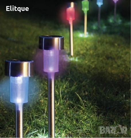 Комплект от 6 броя соларни градински LED лампи за алеи и зони