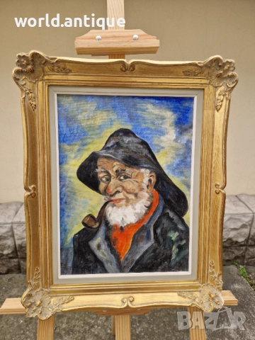 Прекрасна антикварна майсторска авторска картина масло върху платно , снимка 2 - Антикварни и старинни предмети - 52265940