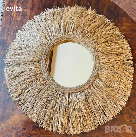 Бохо огледало от рафия. Ръчна изработка! , снимка 10 - Огледала - 47422953
