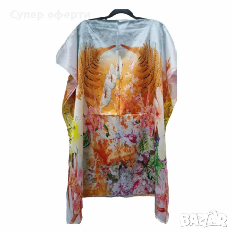 Лятна плажна туника от коприна, с артистични и морски десени, снимка 7 - Туники - 49903560