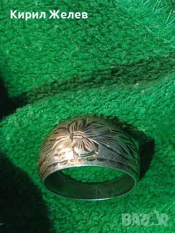 СТАРИНЕН РЪЧНО ФЛОРАЛНО ОРНАМЕНТИРАН СРЕБЪРЕН ПРЪСТЕН СРЕБРО ВИСОКА ПРОБА МАЙСТОРСКА РАБОТА 50114, снимка 10 - Антикварни и старинни предмети - 50136425