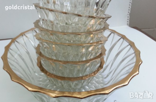 Ретро кристални купички с златен кант, снимка 10 - Антикварни и старинни предмети - 16642081