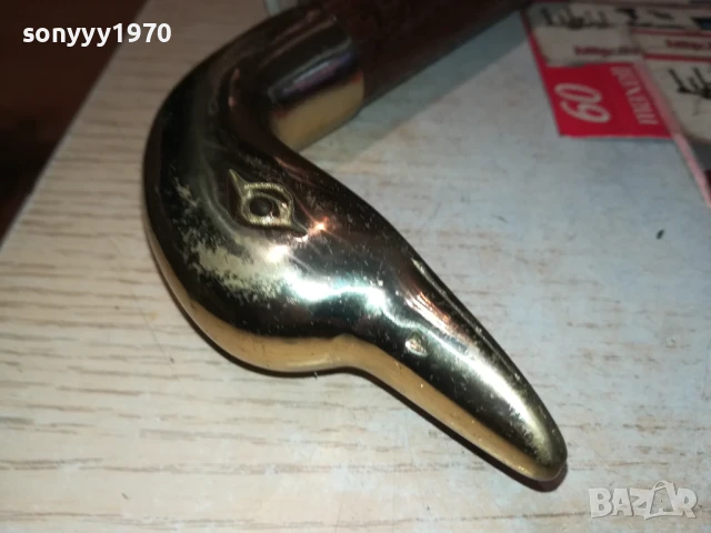 ЛЕБЕД-ОБУВАЛКА-МЕД/МЕСИНГ/ДЪРВО-55СМ МАСИВНА ВНОС SWISS 0208252014LCHERY, снимка 4 - Антикварни и старинни предмети - 51230251