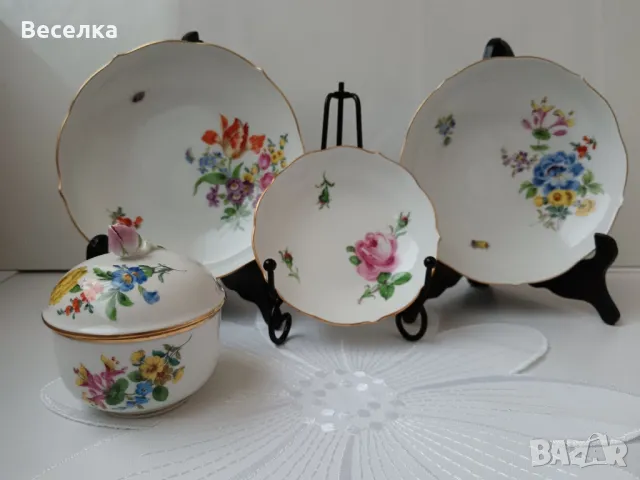 Meissen, чинийка/купичка с декор роза, маркировка , снимка 7 - Други ценни предмети - 48438665