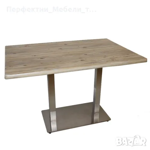 Трапезна маса 120/70 или 140/80-иноксова основа с различни плотове в дървесен/мрамор цвят