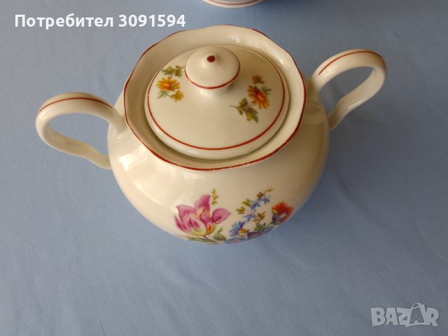  Стар Порцеланов чайник и захарница за чай , снимка 13 - Антикварни и старинни предмети - 41417845