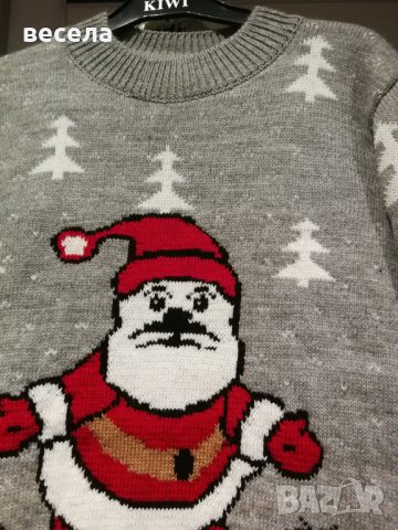 Топли детски пуловери, сив цеят с дядо Коледа , снимка 3 - Детски пуловери и жилетки - 38975044