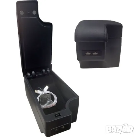 Подлакътник за автомобил с 6 USB порта от черна еко кожа, снимка 5 - Аксесоари и консумативи - 55859995