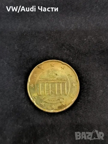 Монета 20 евро цента Германия 2002г. Бранденбургска врата, снимка 2 - Нумизматика и бонистика - 48840535