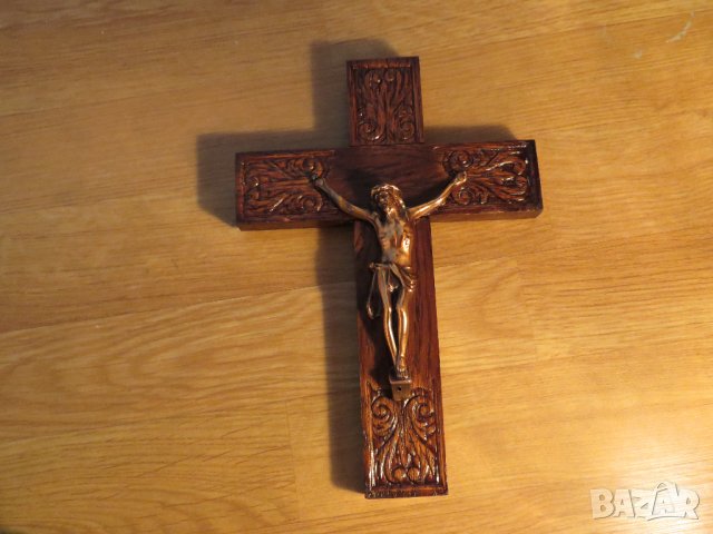 Стар кръст разпятие Христово, Исус Христос 25 х 17 см с красиви мотиви