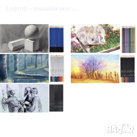 Професионален комплект графитни моливи за рисуване и скициране 74 части, Maaleo, за деца и възрастни, снимка 5 - Други игри - 52561275
