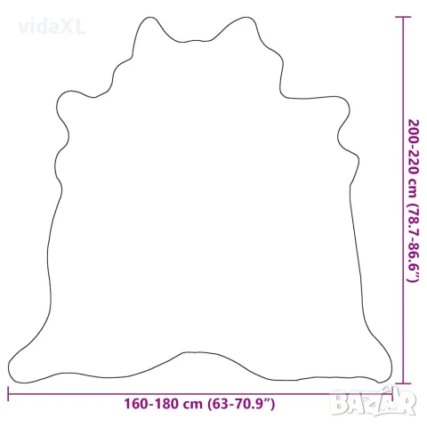 vidaXL Килим, естествена телешка кожа, бежов, 180x220 см, снимка 9 - Килими - 56147375