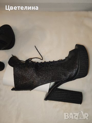 Дамски боти от естествена кожа Bianki с отворена пета и пръсти цена 89 лв. номер 37, снимка 9 - Дамски обувки на ток - 44222960