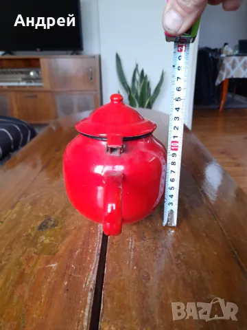 Стар емайлиран чайник #67, снимка 4 - Други ценни предмети - 48642731
