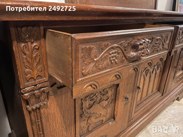 Контрбюфет дресоар Шкаф  и Огледало антикварно Дърворезба , снимка 9 - Шкафове - 33193860