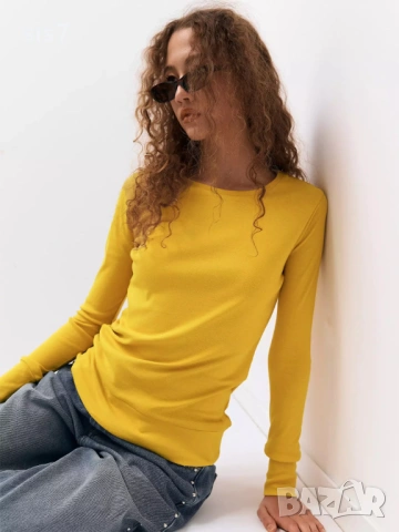 дамска памучна блуза с еластан, снимка 5 - Блузи с дълъг ръкав и пуловери - 53579634
