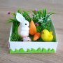 849 Великденско зайче с моркови и пиленце в градинка декорация украса за Великден