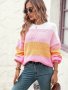 Дамски моден пуловер с цветни блокове, 3цвята - 023, снимка 11